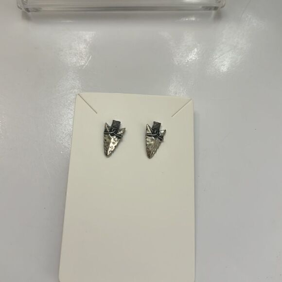 Silver Stud Sword Earrings - Picture 2 of 2